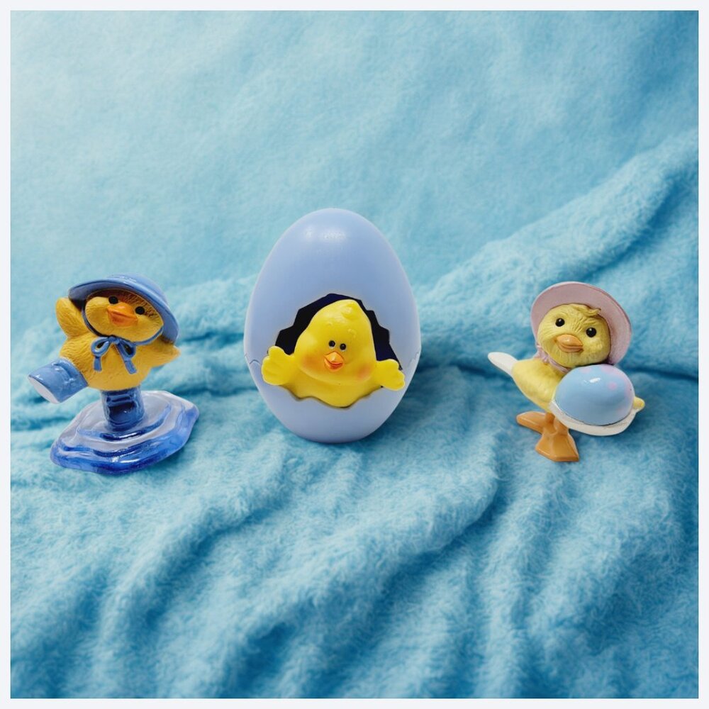 Vintage Hallmark Merry Miniatures Easter Chick Figurines Set Spring Decor